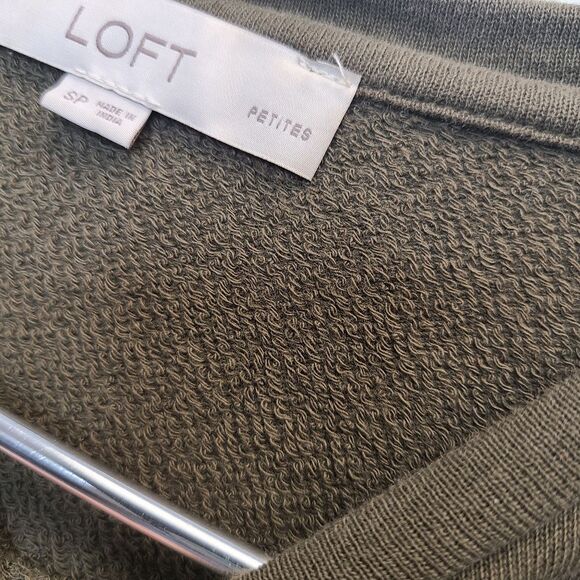 LOFT Women Green White Langenlook Sweatshirt S Petite - Picture 11 of 13